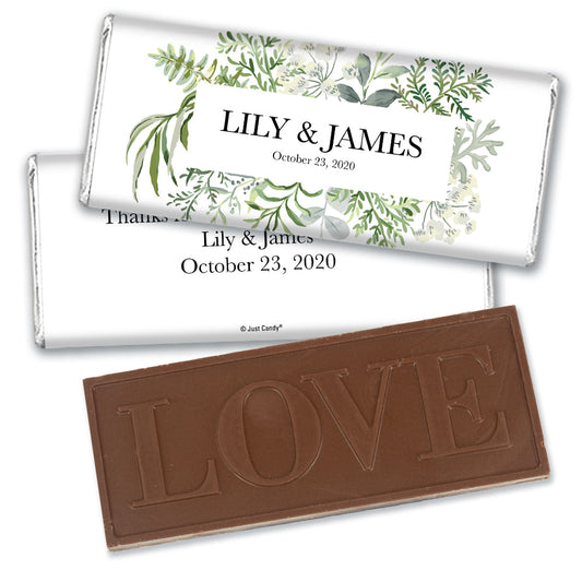 Personalized Wedding Botanical Love Embossed Chocolate Bar