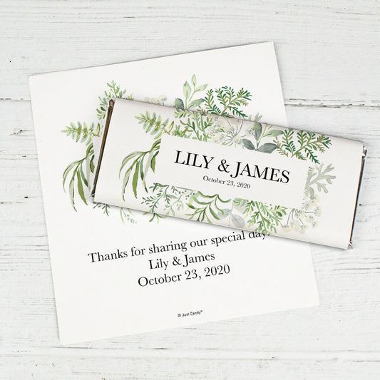 Personalized Wedding Botanical Love Chocolate Bar Wrappers