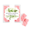 Personalized Wedding Botanical Greenery JUST CANDY Favor Cube with Gummy Bears