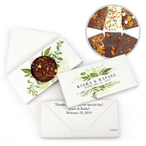 Personalized Wedding Whimsical Greenery Gourmet Infused Belgian Chocolate Bars (3.5oz)