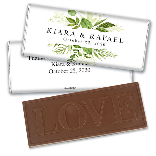 Personalized Wedding Botanical Greenery Embossed Chocolate Bar