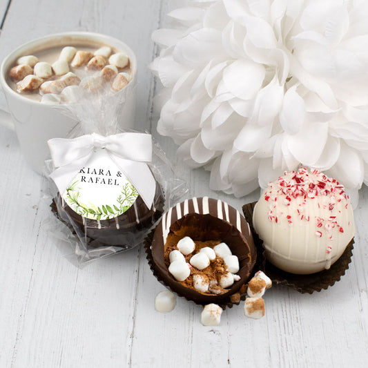 Personalized Wedding Hot Chocolate Bomb - Greenery