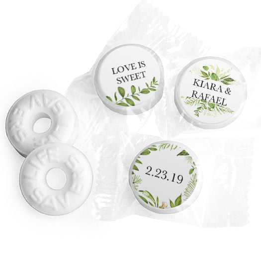 Personalized Wedding Botanical Greenery Life Savers Mints