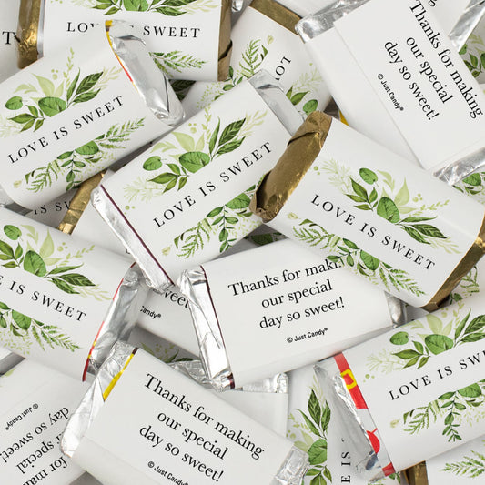 Wedding Candy - Botanical Greenery Wrapped Hershey's Miniatures