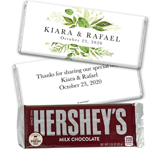 Personalized Wedding Botanical Greenery Hershey's Milk Chocolate Bar & Wrapper