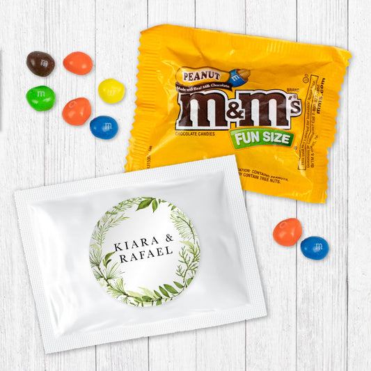 Personalized Wedding Botanicals Greenery Peanut M&Ms Favor Bag