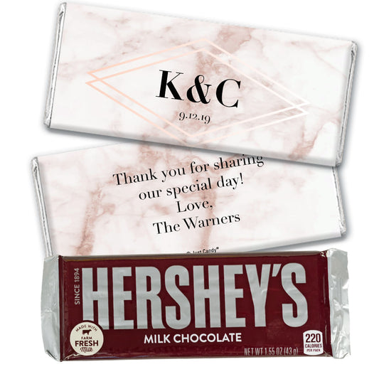 Personalized Wedding Geometric Marble Hershey's Milk Chocolate Bar & Wrapper