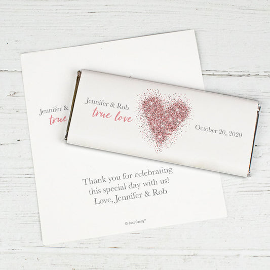 Personalized Wedding True Love Sparkles Chocolate Bar Wrappers Only