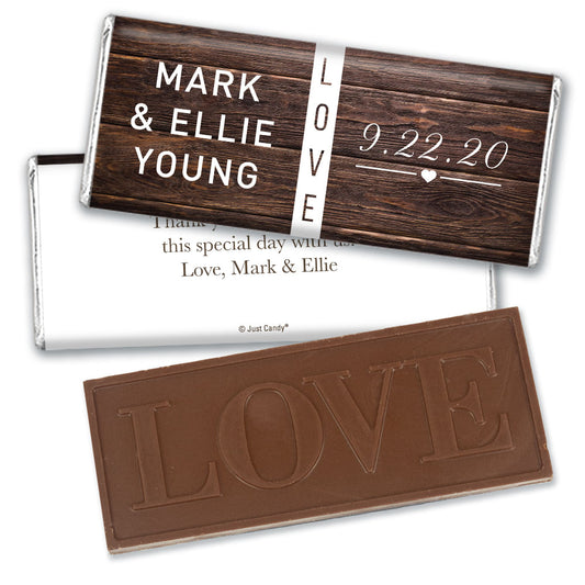 Personalized Wedding Rustic Love Embossed Chocolate Bar & Wrapper