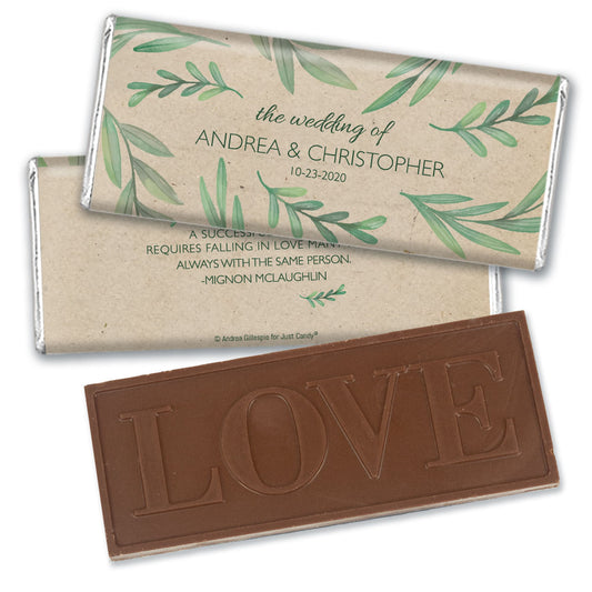 Wedding Favor Personalized Embossed Chocolate Bar One With Nature