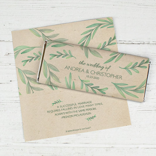 Wedding Favor Personalized Chocolate Bar Wrappers One With Nature