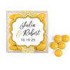 Personalized Wedding Glitter in Gold JUST CANDY® favor cube with Just Candy Milk Chocolate Minis