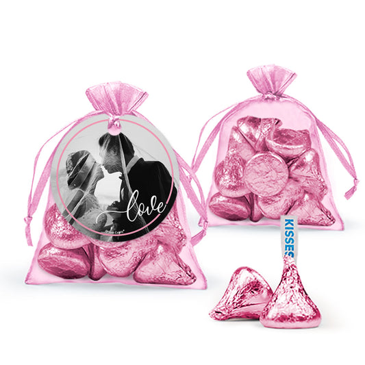 Personalized Wedding Love Photo Hershey's Kisses Organza Bag with Gift Tag