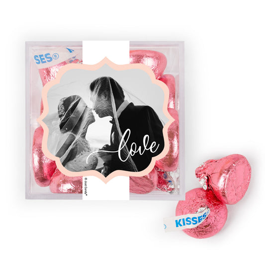 Personalized Wedding Photo Love JUST CANDY® favor cube with Hershey's Kisses