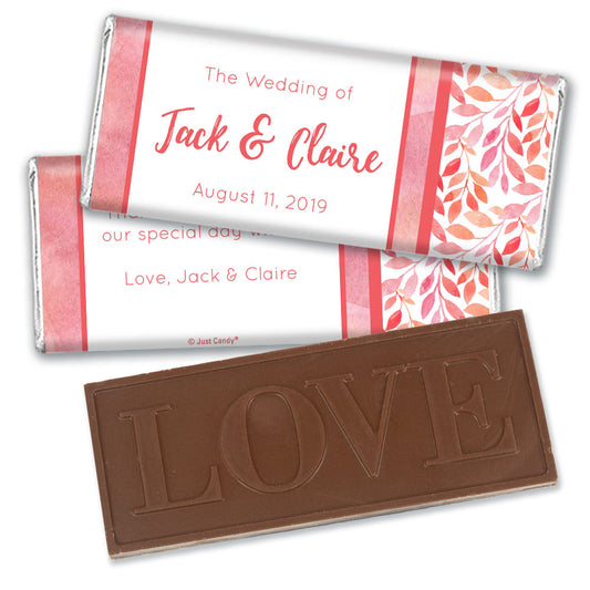 Personalized Wedding Lovely Leaves Embossed Chocolate Bar & Wrapper