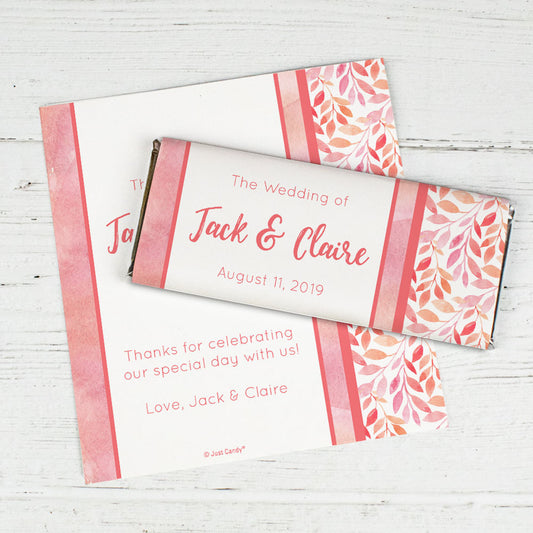 Personalized Wedding Lovely Leaves Chocolate Bar Wrappers