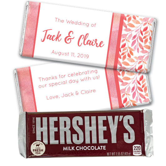 Personalized Wedding Lovely Leaves Hershey's Milk Chocolate Bar & Wrapper