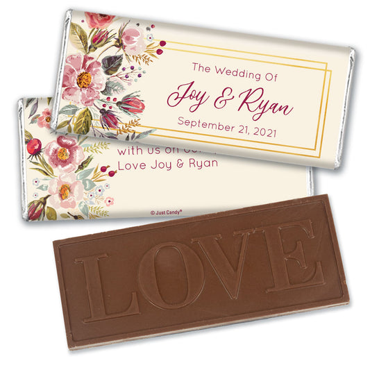 Personalized Wedding Blooming Bouquet Embossed Chocolate Bar & Wrapper