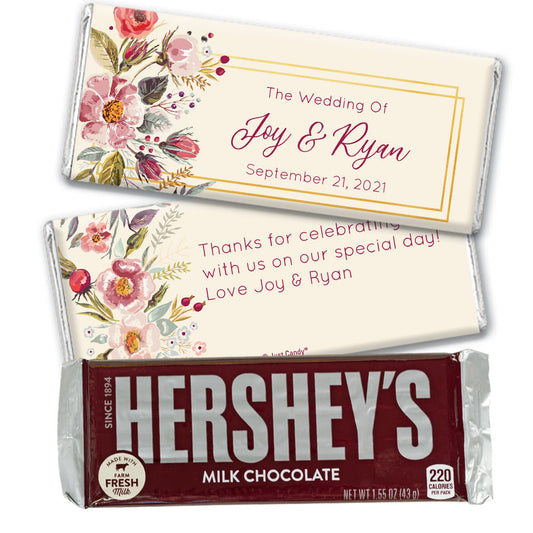 Personalized Wedding Blooming Bouquet Hershey's Milk Chocolate Bar & Wrapper