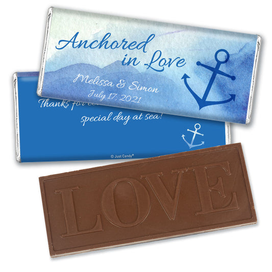 Personalized Wedding Anchored in Love Embossed Chocolate Bar & Wrapper