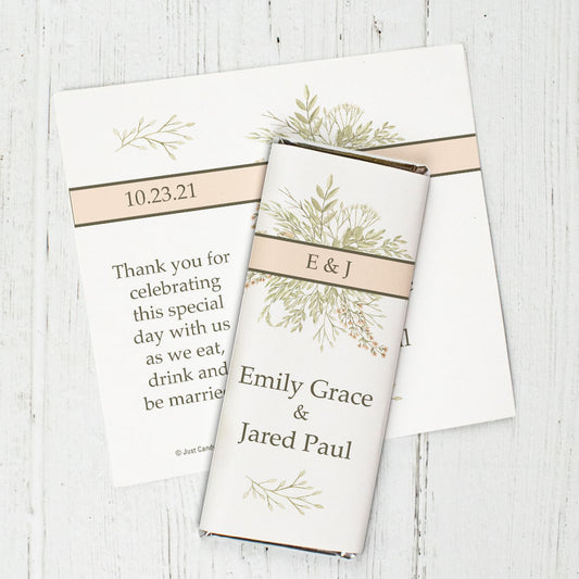 Personalized Wedding Wildflower Bouquet Chocolate Bar Wrappers