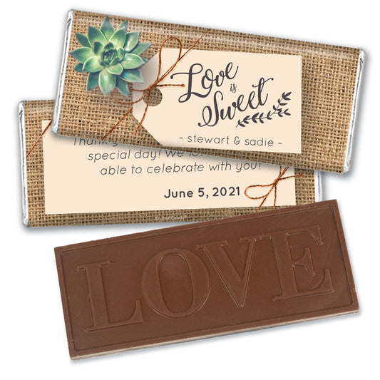 Personalized Wedding Sweet Burlap Embossed Chocolate Bar & Wrapper