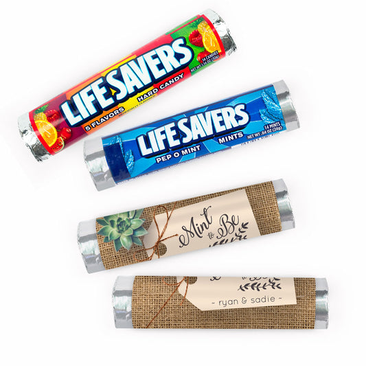 Personalized Wedding Sweet Burlap Lifesavers Rolls (20 Rolls)