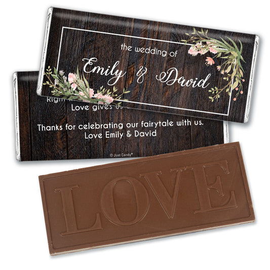 Personalized Wedding Rustic Romance Embossed Chocolate Bar & Wrapper