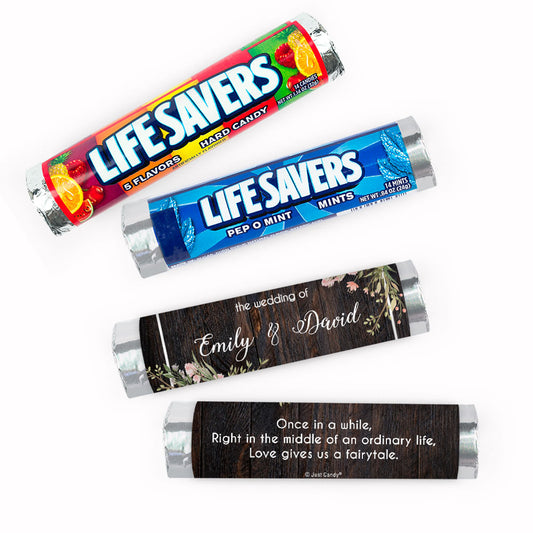 Personalized Wedding Rustic Romance Lifesavers Rolls (20 Rolls)