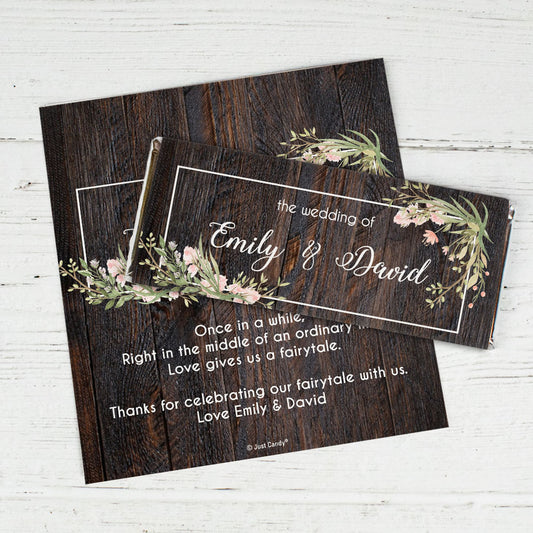 Personalized Wedding Rustic Romance Chocolate Bar Wrappers