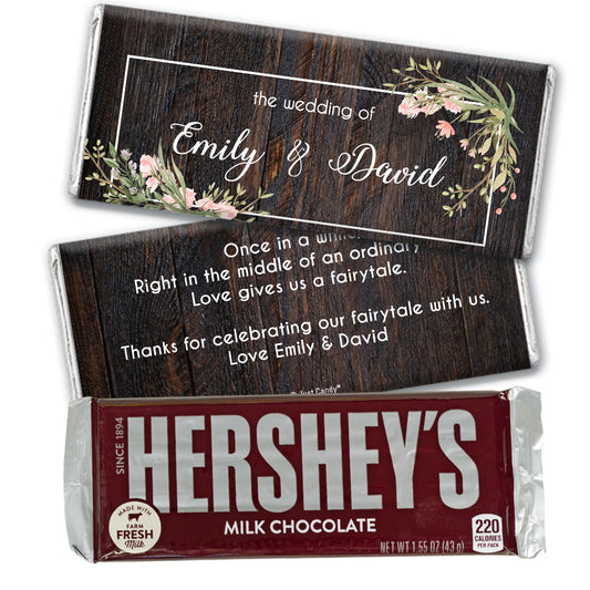 Personalized Wedding Rustic Romance Hershey's Milk Chocolate Bar & Wrapper