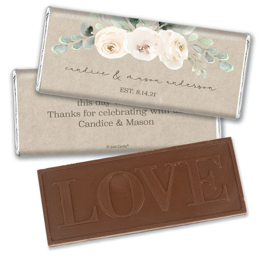 Personalized Wedding Precious Peonies Embossed Chocolate Bar & Wrapper