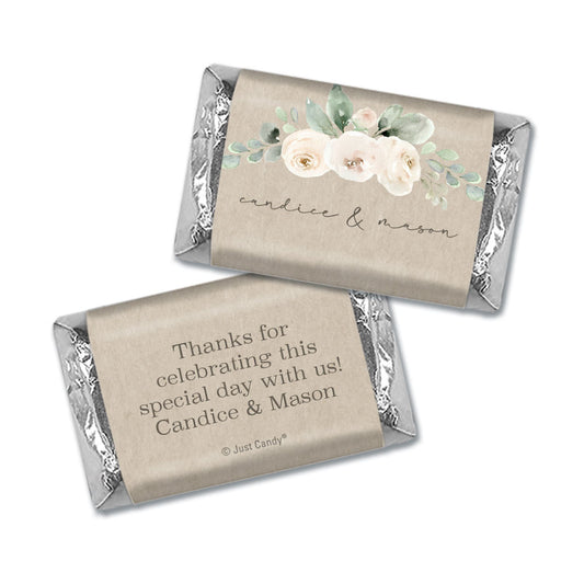 Personalized Wedding Precious Peonies Hershey's Miniatures Wrappers Only