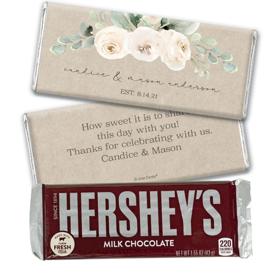 Personalized Wedding Precious Peonies Hershey's Milk Chocolate Bar & Wrapper