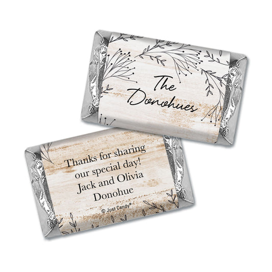 Personalized Wedding Delicate Botanicals Hershey's Miniatures Wrappers Only