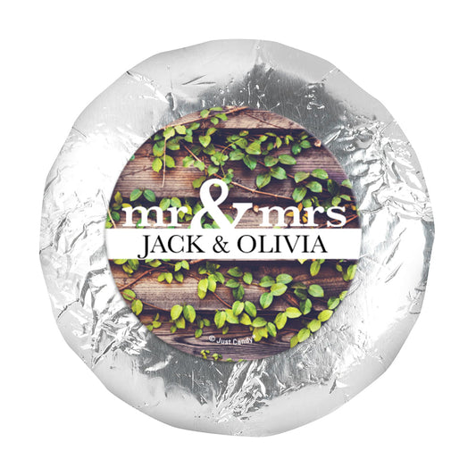 Personalized Wedding Mr. & Mrs. Rustic 1.25" Stickers (48 Stickers)