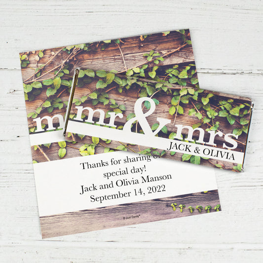 Personalized Wedding Mr. & Mrs. Rustic Chocolate Bar Wrappers