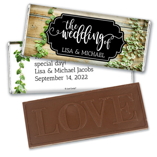 Personalized Wedding Vines of Love Embossed Chocolate Bar & Wrapper