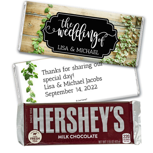 Personalized Wedding Vines of Love Hershey's Milk Chocolate Bar & Wrapper