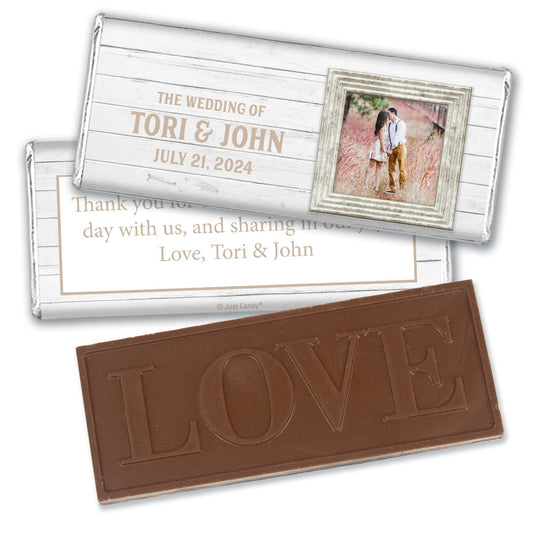 Personalized Wedding Farmhouse Framed Embossed Chocolate Bar & Wrapper