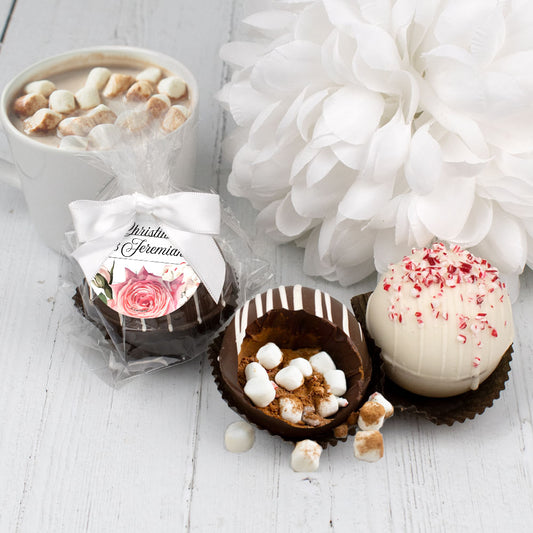 Personalized Wedding Hot Chocolate Bomb - Pink Rose