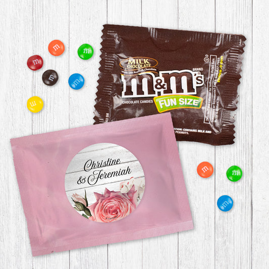 Personalized Wedding Elegant Arrangement Milk Chocolate M&Ms Favor Bag