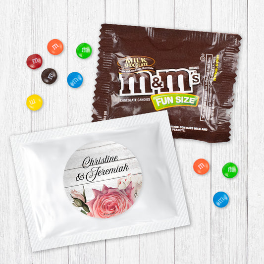 Personalized Wedding Elegant Arrangement Milk Chocolate M&Ms Favor Bag