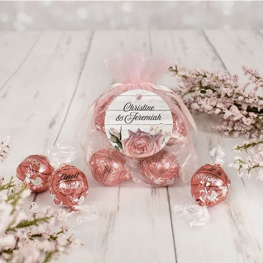 Personalized Wedding Lindt Truffle Organza Bag- Elegant Arrangement