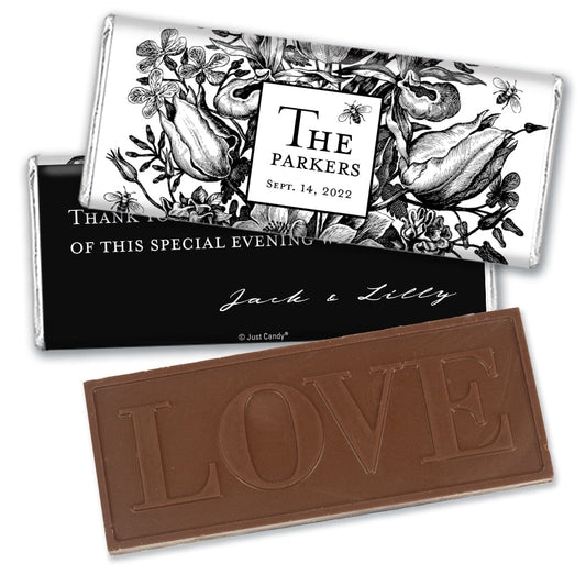 Personalized Wedding Ornamental Botanicals Embossed Chocolate Bar & Wrapper