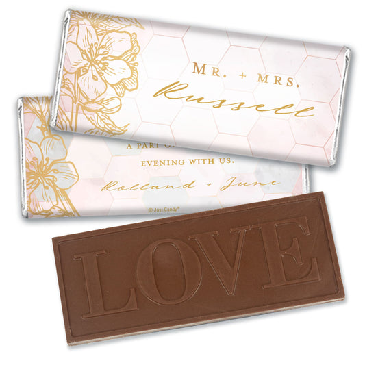 Personalized Wedding Blushing Dream Embossed Chocolate Bar & Wrapper