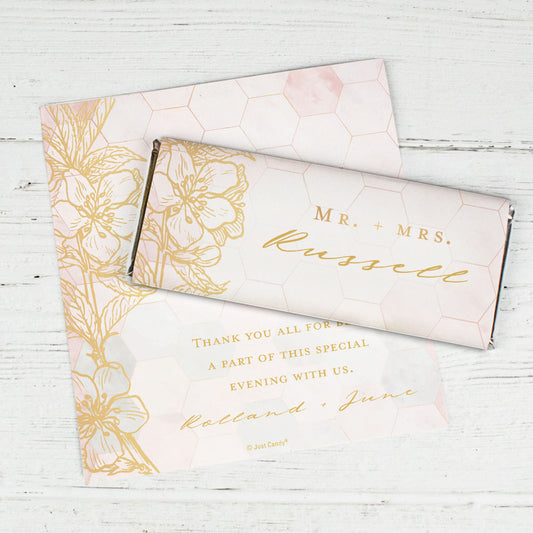 Personalized Wedding Blushing Dream Chocolate Bar Wrappers