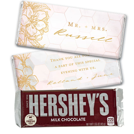 Personalized Wedding Blushing Dream Hershey's Milk Chocolate Bar & Wrapper