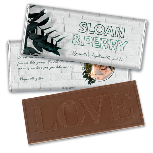 Personalized Wedding Contemporary Foliage Embossed Chocolate Bar & Wrapper