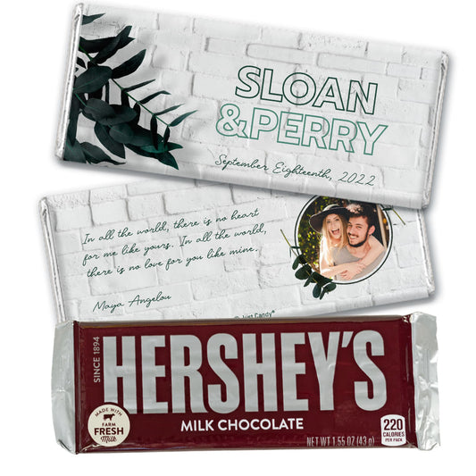 Personalized Wedding Contemporary Foliage Hershey's Milk Chocolate Bar & Wrapper